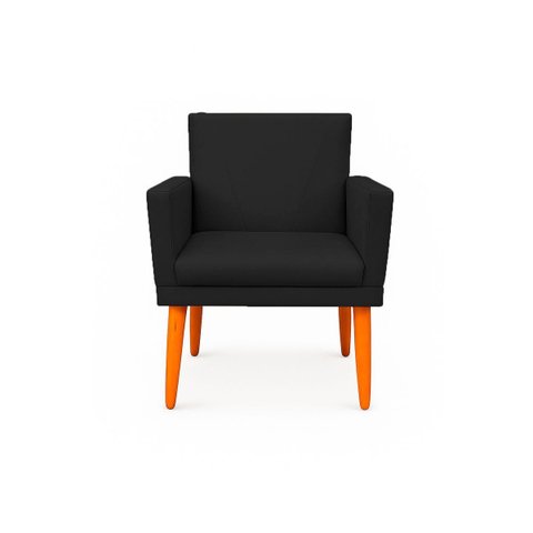 Poltrona Cadeira para Sala Confortável e Minimalista Paris em Suede Preto