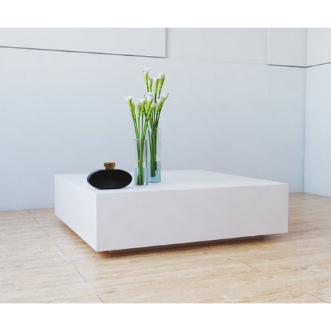 Mesa de Centro 60x60cm  Quadrada MDF Branca Laqueado Sala Casa Nova Decoração Aura