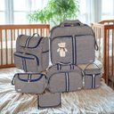 Ver imagem 1 de Kit Bolsa Maternidade 6 Peças com Mochila 2 em 1 Porta Mamadeira Térmico e Trocador Amor:azul Marinh