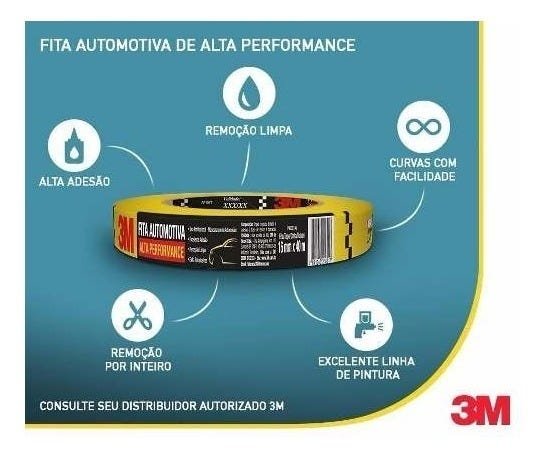 Fita Crepe Alta Performance Automotiva 3m 18mmx40m (10 Und.) - 3