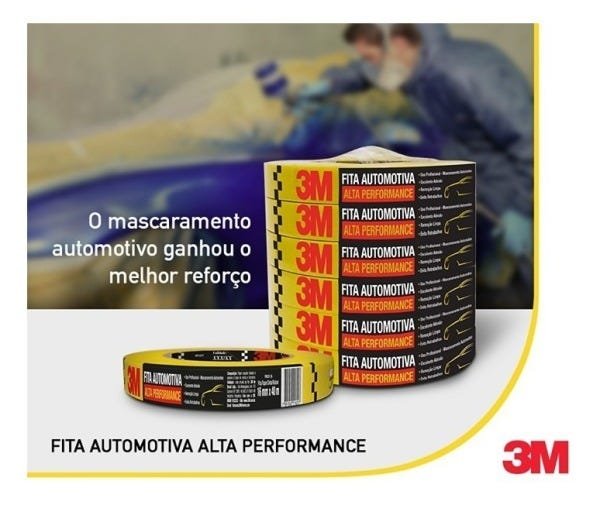 Fita Crepe Alta Performance Automotiva 3m 18mmx40m (10 Und.) - 2