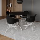 Ver imagem 1 de Mesa Industrial Jantar Redonda Preta 110Cm Base V Com 4 Poltronas Daw Pretas Ferro Bran Preto