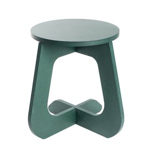 Mesa Lateral e Banco Mocho Multiuso Encaixavel Madeira Pinus Pintura Verde - Casa Maju