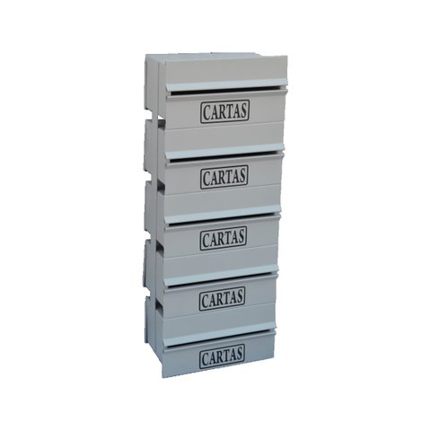 Caixa Correio Condomínio Detrás Para Muro Cinza 5 Módulos