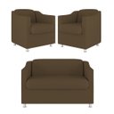 Ver imagem 2 de Kit 2 Poltronas Decorativas Tilla + Namoradeira Sala De Estar Cor:Marrom