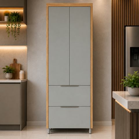 Paneleiro de Cozinha Marquesa 2 Portas 2 Gavetas 100% MDF Nature/Verde - Nesher