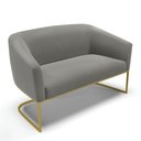 Ver imagem 1 de Sofá Namoradeira 2 Lugares Base Industrial Dourado Stella Suede D03 - D'Rossi Cor Grafite