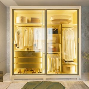Guarda-roupa Casal 2 Portas Reflecta com Pés e Led 100% Mdf Platinum