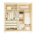 Ver imagem 4 de Guarda-Roupa Casal 2 Portas Reflecta com Pés e LED 100% MDF Platinum Bege/Off White