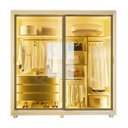 Ver imagem 2 de Guarda-Roupa Casal 2 Portas Reflecta com Pés e LED 100% MDF Platinum Bege/Off White