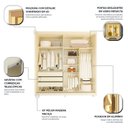 Ver imagem 6 de Guarda-Roupa Casal 2 Portas Reflecta com Pés e LED 100% MDF Platinum Bege/Off White