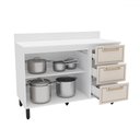 Ver imagem 2 de Balcão de Cozinha Amara 120 Cm 2 Portas 3 Gavetas Branco/creme - Politorno