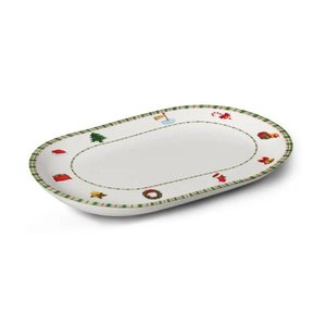 Travessa Natalina Jingle Bells Cerâmica 34cm Alleanza