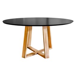 Mesa Jantar Eames Eiffel Redonda 110cm Lívia Base Madeira Maciça - Preta - 2