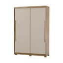 Ver imagem 3 de Guarda-roupa Casal Cairo 2 Portas de Correr 3 Gavetas 100% Mdf Flex Nature/fendi - Pnr Móveis