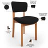 Kit 02 Cadeiras para Sala de Jantar Cozinha Living Estofada Dara L02 Bouclê Preto - Lyam Decor - 4