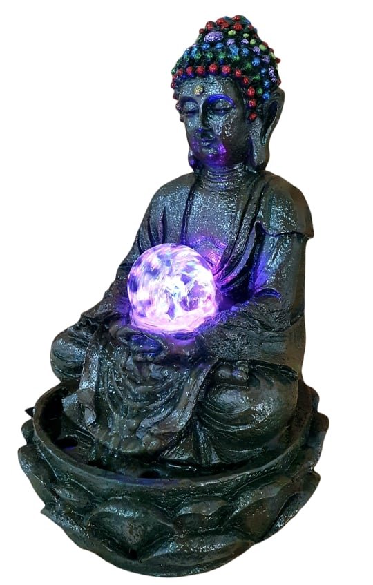 Fonte De Água Buda Na Flor De Lótus Chakras Reiki