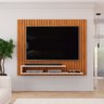 Painel Suspenso Para TV Até 55 Polegadas Ripado Moderno  Rack Premium Quarto E Sala Freijo/off White - 4