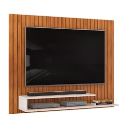 Painel Suspenso Para TV Até 55 Polegadas Ripado Moderno  Rack Premium Quarto E Sala Freijo/off White - 3