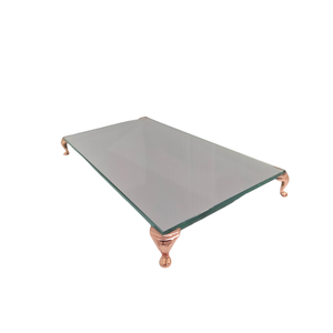 Bandeja em Espelho Prata 12x22cm com Pés Metálicos Rosé Gold