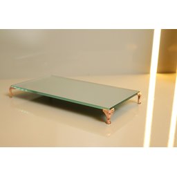 Bandeja em Espelho Prata 12x22cm com Pés Metálicos Rosé Gold - 2