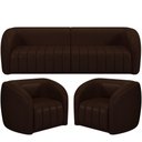 Ver imagem 1 de Kit Sofá 03 Lugares Sala Estar 252 Cm com 02 Poltronas Lazio M03 Corano Marrom - Lyam Decor