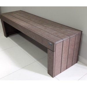 Banco Reto de Madeira Plástica Maciça Marrom sem Encosto 100% Reciclado 3 Lugares 1,5m / Bc-03 Lanci