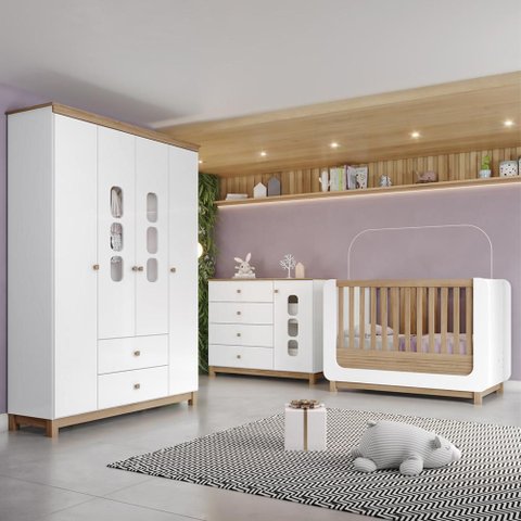 Quarto Infantil 3 Pecas Berco Mini Cama Aconchego Branco Jequitiba Hp Henn