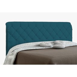Cabeceira Paris para Cama Box Casal Azul Velur Textura - 1 Cabeceira Paris para Cama Box Casal Azul Velur Textura - 1