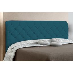 Cabeceira Paris para Cama Box Casal Azul Velur Textura - 2 Cabeceira Paris para Cama Box Casal Azul Velur Textura - 2