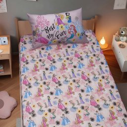 Jogo de Cama Portallar Solteiro Joy Malha Mista Estampado Disney Princesas Forever 2 Peças Rosa - 3