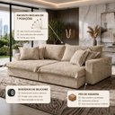 Ver imagem 7 de Sofá Retrátil Reclinável Luxury 2,40m Molas Ensacadas Boucle - Bege