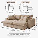 Ver imagem 3 de Sofá Retrátil Reclinável Luxury 2,40m Molas Ensacadas Boucle - Bege