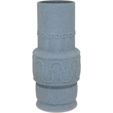 Vaso Decorativo Enfeite Casa Cerâmica 34x16x16cm Cinza