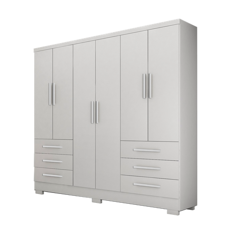 Guarda Roupa Solteiro Encant 6 Portas 6 Gavetas com Pe Nh Rei de Casa Neve