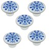 Kit 5 Puxador Italy Line Ceramica Il7067 Estampa Azul Louça - 1