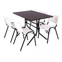 Ver imagem 4 de Jogo Mesa 1,20x70 Preta para Sorveterias e Restaurantes com 4 Cadeiras Iso Branca