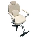 Ver imagem 1 de Cadeira Cabeleireiro Poltrona Barbeiro Encosto Reclinável Base Estrela Cromada Amortecedor Gás Bege