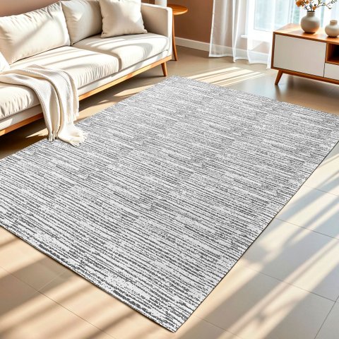 Tapete Sala Quarto Moderno Mesclado 1,40 X 2,00 Antiderrapante Cru Cinza Decorativo