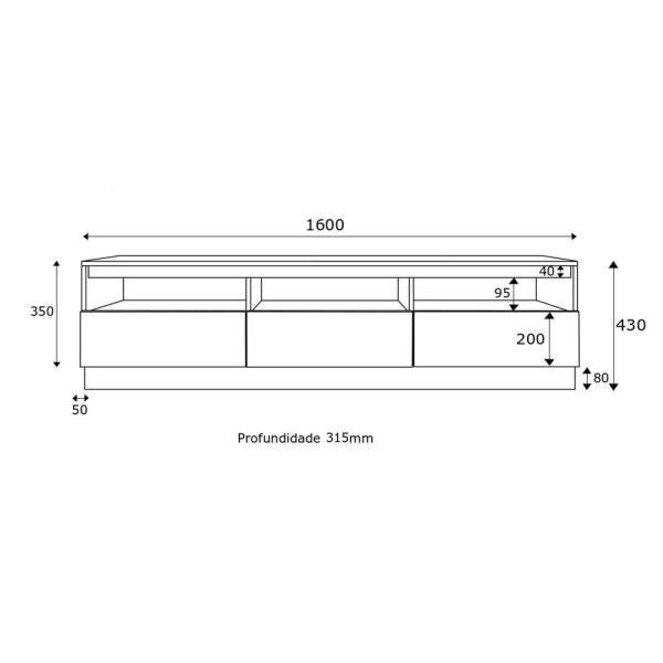 Rack Br106 para TV até 60 Polegadas 3 Portas Crm Branco/Madeirado - 4