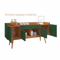 Buffet Aparador Lago 4 Portas 2 Gavetas Babus -  Cedro / Verde Oliva - 4
