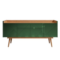 Buffet Aparador Lago 4 Portas 2 Gavetas Babus -  Cedro / Verde Oliva - 2