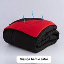 Ver imagem 3 de Edredom Casal Queen 5 Peças Leve para Verão Função Cobre Leito Preto e Vermelho Casa Dona