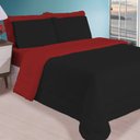 Ver imagem 1 de Edredom Casal Queen 5 Peças Leve para Verão Função Cobre Leito Preto e Vermelho Casa Dona