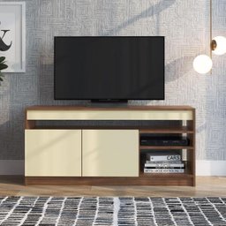 Rack Ra01 para TV até 48 Polegadas 2 Portas Crm Off White/Madeirado - 2 Rack Ra01 para TV até 48 Polegadas 2 Portas Crm Off White/Madeirado - 2