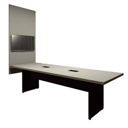 Conjunto Sala de Reunião Mesa 2,70m e Painel para Tv Csp F5 Cor:cinza Sagrado com Preto - 3