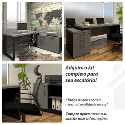 Conjunto Sala de Reunião Mesa 2,70m e Painel para Tv Csp F5 Cor:cinza Sagrado com Preto - 4