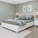 Ver imagem 3 de Conjunto Guarda Roupa Casal com Puxador MDF Portugal com Espelho, Cama Casal Monaco e Cômoda Chicago