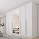 Ver imagem 2 de Conjunto Guarda Roupa Casal com Puxador MDF Portugal com Espelho, Cama Casal Monaco e Cômoda Chicago