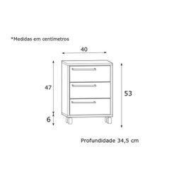 Gaveteiro Morgan Est009 3 Gavetas Crm Madeirado - 3